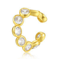 wholesale 925 Sterling Silver Summer Style Zircon Ear Clips New Trendy Ear Cartilage Clips for Women, Small and Exquisite Design, Elegant Ear Accessories-Copper plated with gold (one piece)