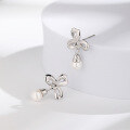 wholesale S925 Sterling Silver Forest-style Original Design Lily of the Valley Earrings with White Shell Pearl for Women, Ins Chic Ear Accessories Wholesale-0-2