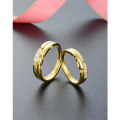 wholesale S925 silver plated with gold and set with zirconia, open-adjustable ring for men and women, Korean Dongdaemun sweet and romantic couple's matching ring-0-0
