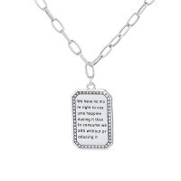 wholesale S925 Sterling Silver Geometric Enamel Front Letter Plate Back Necklace, Creative Popular Ins Minimalist Style Pendant-289L/approximately 11.2g 925 silver