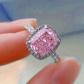 wholesale 925 Silver New Pink 8*10 Fat Rectangular Sparkling Ice-Cut Pigeon Egg Style Women's Ring-0-1