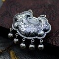 wholesale S990 Pure Silver Vintage Thai Silver Fish Playing with Lotus Pendant for Women, Auspicious and Longevity Lock Sweater Necklace Pendant-0-0