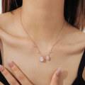 wholesale S925 Sterling Silver Plated with 18k Rose Gold 2ct Natural Gemstone Moonstone Necklace with Unique Design-0-1