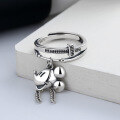 wholesale S925 Sterling Silver Retro Cute Cartoon Mickey Ring Korean Minimalist Sweet Fashion Index Finger Ring for Women-0-1