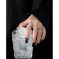 wholesale S925 Sterling Silver Korean Version Ins Minimalist Design Versatile Smooth Water Drop Textured Adjustable Open Ring for Women-0-3