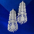 wholesale S925 Silver New European and American Luxury Inlaid Feather Dynamic Earrings Cross-Border AliExpress Model-0-1