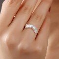 wholesale S925 Sterling Silver Red Elk Square Diamond V-Shaped Ring for Women, Ice Cube Small Unique Design Trendy Fashion Minimalist Luxury Band-0-2