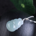 wholesale 925 silver with certificate, ancient style icy jadeite A-grade calabash pendant necklace, silver-inlaid jade pendant for gifting mom-0-5