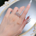 wholesale S925 Silver Snake-Shaped Three-Row Diamond Ring for Women, Cross-Border Style, AliExpress Model, Dropshipping-0-3