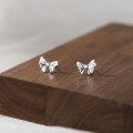 wholesale S925 Sterling Silver Fresh and Sweet Ins-style Niche Design Diamond-inlaid Star Bow Earrings M06360-0-0