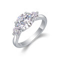 Metal Material Fashion Silver Non-Fading Moissanite Luxury Ring, Custom Processing for Cross-Border Niche Premium Sales-0-10