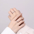 wholesale S925 Sterling Silver Starry Companion Couple Rings, Korean Style Luxury Minimalist Star Matching Bands for Valentine's Day Gift-0-2