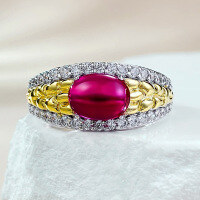 wholesale 925 Silver Gold-Plated Live Stream Style Ring with 6*8mm Plump Pigeon Blood Red Cabochon Old Money Aesthetic Ring for Women, Available for Dropshipping-R955 Pigeon Blood Red Ring No. 9