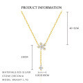 wholesale S925 Sterling Silver Eight-pointed Star Tassel Chain Necklace With Zircon-0-5