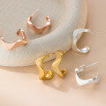 wholesale S925 Sterling Silver Fresh and Sweet Ins Style Small and Unique Design Brushed Wave C-shaped Ear Stud M06550-0-4