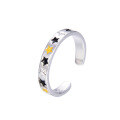 wholesale 925 Sterling Silver Star Ring for Women, Adjustable Open Ring, Vintage, Unique, Niche, Minimalist,, Drip Enamel Statement Ring for Index Finger-0-4