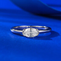 wholesale 925 sterling silver jewelry new style simulated diamond 4*6mm red blue white ring fashionable minimalist unisex-R933 White Diamond>No.7