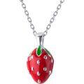 wholesale S925 Silver Na Lan Women's Korean Style Fashion Sweet Small Strawberry Necklace Fruit Short Collarbone Chain D2031-0-4