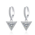 wholesale PT950 gold-plated 925 sterling silver earrings for women with cluster-set triangle moissanite ear clips, available for wholesale from manufacturers-0-4