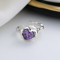 wholesale S925 Sterling Silver Light Lavender Love Zircon Inlaid Minimalist Ins Trendy Ring for Women-0-3