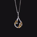 wholesale S925 Sterling Silver Sweet Style Natural Garnet Necklace with Diopside and Topaz Pendant Advanced Jewelry-0-9