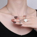 wholesale S925 Sterling Silver Vintage Multi-Element Collarbone Chain with Interlocking Round Pendant, Hollow Heart, and Five-Pointed Star Accessory Necklace-0-3