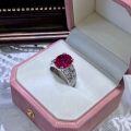 S925 Silver Gold-Plated Ring with 6ct Lab-Grown Ruby-0-1