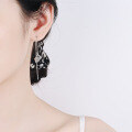 wholesale PT950 Platinum Plated S925 Silver Ear Thread with Moissanite Diamond Simulated Diamond Tassel Earrings-0-3