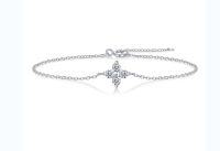 925 Sterling Silver Custom Simple Lady LOVE Bracelet with Moissanite, Non-Fading.-L13860 Moissanite 3.0mm*4 beads  925 Silver (16+5cm)