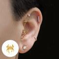 wholesale S925 Sterling Silver Punk Hip-hop Spider Body Piercing Jewelry Cartilage Threaded Ear Stud-0-3