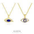 wholesale S925 Sterling Silver Cross-Border Hit Deep Blue Evil Eye Zircon Necklace, Small-Design Fashion Euro-American Collarbone Chain-0-3