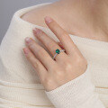 wholesale S925 Sterling Silver Gold Plated, 6*8mm Lab-Grown Zambian Emerald Oval-Cut Ring, Xiaohongshu Same Style-0-3