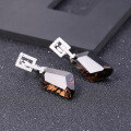 wholesale S925 Silver luxurious high-end natural smoky quartz earrings with a fashionable design, irregularly shaped large carat natural gemstone earrings-0-1