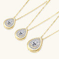 S925 Silver D Color Moissanite Classic Halo Pendant Necklace-0-14