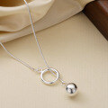 wholesale Metal material new popular spherical pendant long necklace for women, elegant niche design high-end sense luxury sweater chain wholesale-0-1