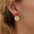 wholesale S925 Sterling Silver Original Niche Design Micro-Inlaid Zirconia Chic Daisy Flower Earrings Summer Wholesale-0-0