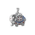 wholesale S990 Sterling Silver National Tide Heavy Craft Exotic Enamel Glaze Auspicious Elephant Shape DIY Accessory Pendant-0-4