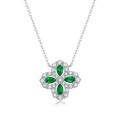 wholesale 925 Silver Iridescent Pendant with Chain Cultivated Emerald Silver Jewelry Necklace Luxe and Sophisticated-0-5