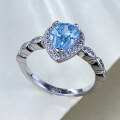 wholesale S925 Sterling Silver 6*8mm Teardrop Pear Shape Sea Blue Women's Fashion Elegant Ring-0-1