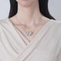 wholesale Metal: 925 Silver European and American Fashion High-End Petal Crystal Diamond Necklace, Luxury Ins Style Versatile Collarbone Chain-0-3