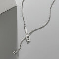 wholesale S925 Sterling Silver 003 Korean Version Ins Niche Design Minimalist Versatile Large and Small Letter B Chain Texture Necklace for Women-0-1