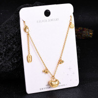 S925 Sterling Silver K Gold Pendant Necklace with Gourd and Plain Pi-S925 Sterling Silver YD2-0184BJ 925 Silver
