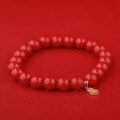 wholesale Gold-plated 925 Silver New Chinese Style Gourd Fu Character Hand-woven Emperor's Sand Bracelet with High-Content Cinnabar Beads-0-1