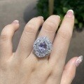 Metal Ring with 3ct Lab-Created Pink Diamond-0-1