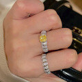 wholesale S925 Sterling Silver with Yellow Diamond and High Carbon Diamond, 6*6-0-3