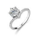 S925 Silver Moissanite Ring, 1ct Six-Prong V-Shaped Fashion Jewelry for Drop Shipping-0-3