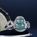S925 Silver Wholesale Vermeil Blue Water Jadeite Gourd Ring-0-0