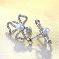 wholesale S925 Silver New Floral Earrings Set with 6mm Natural Pearl Luxury Fashion European and American Style-0-2