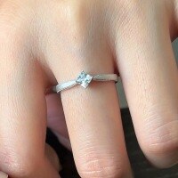 wholesale 925 Sterling Silver Matte Sandblasted Small Square Diamond Ring Minimalist Niche Design Stackable Plain Band Couple Wedding Ring-Women's Adjustable opening