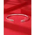 wholesale 999 Pure Silver Peace and Joy Silver Bracelet, Solid Retro Ethnic Style Adjustable Bangle for Girlfriend Gift-0-2